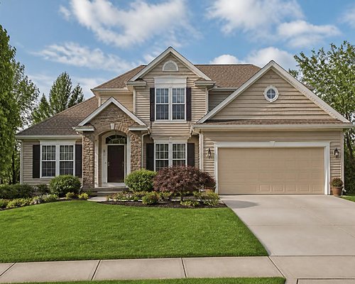 American suburban family home, front elevation